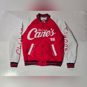 Mens Classic Raising Cane's Bomber Jacket '96 Size Small Red White